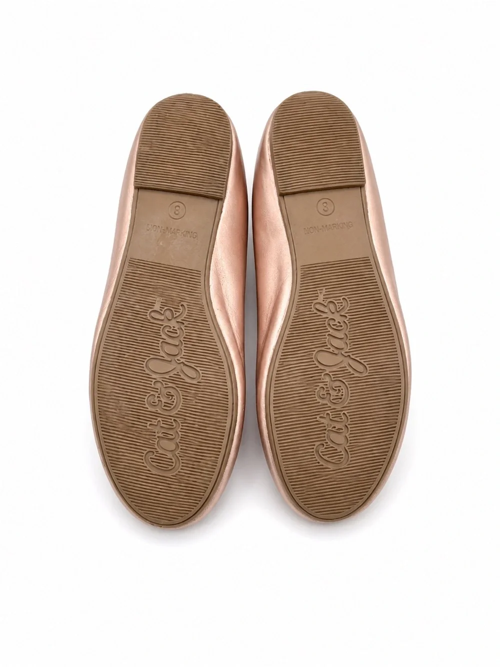 Rose Gold Ballet Flats Bow Slip-On Shoes